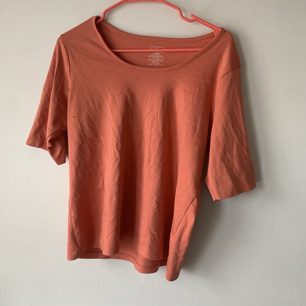 LL Bean Womens Plus Size L-REG Supima Cotton Knit Short Sleeve T Shirt Top - Picture 3 of 3